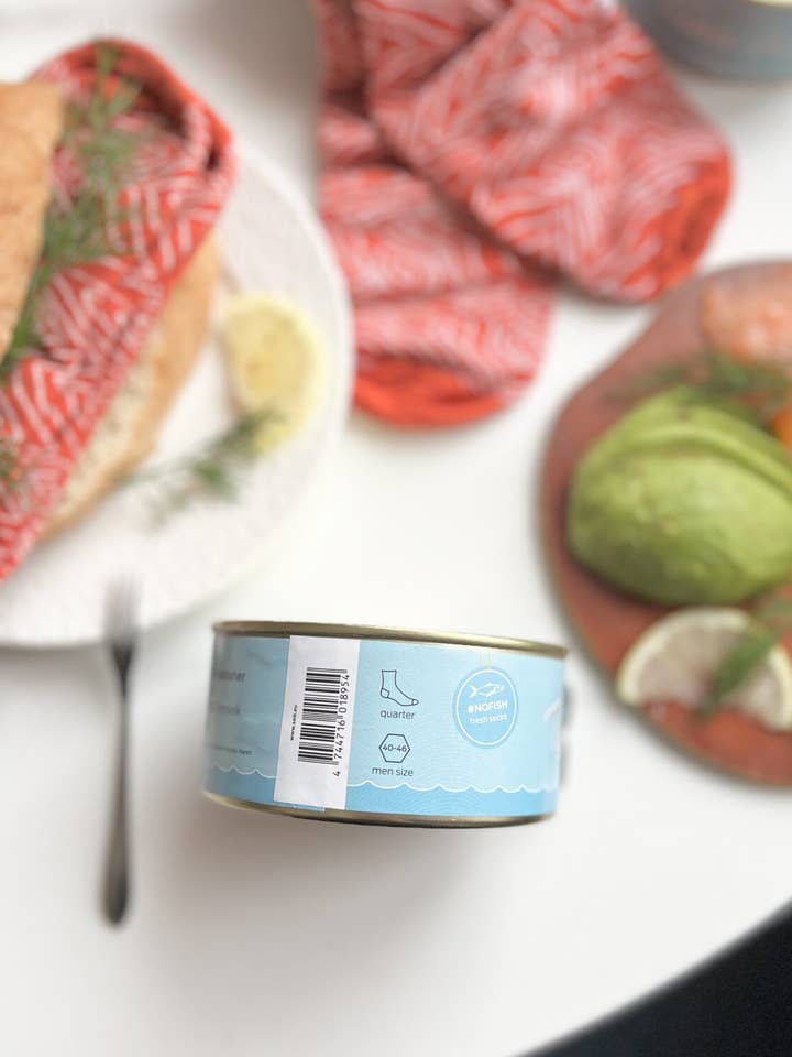 Red Tinned Fish Socks - Tuna (men size 40-46) for wholesale on Faire10