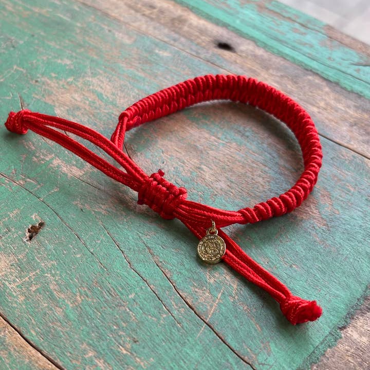 Love and Honor Jesus LLC - Wholesale Woven/Braided Bracelet - St Benedict Braided Red Cord Bracelets2