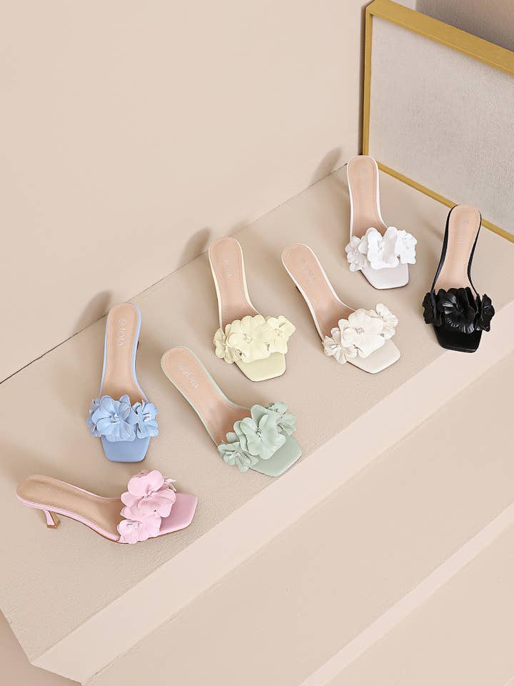 Mule de tacón adornada con flores H8-1128H para venta al por mayor de Joia Paris