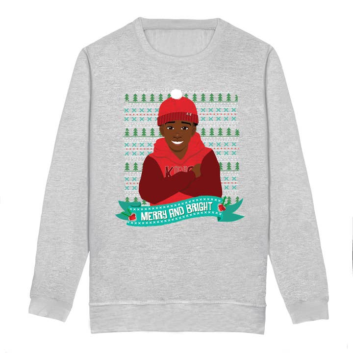 Fefus Designs - Wholesale Sweatshirt - Kids - Black Boy Christmas Sweatshirt – Holiday Jumper | Fefus Designs