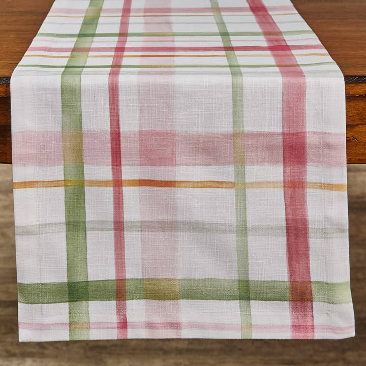 Bella Watercolor Plaid Table Runner 72" L for wholesale by Split P