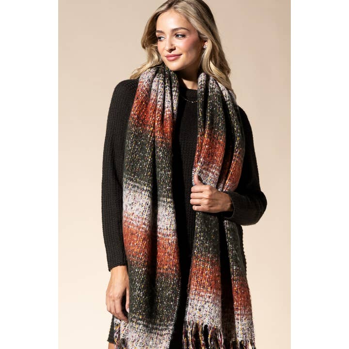 RUST Plush Plaid Brushed Oblong Scarf for wholesale on Faire