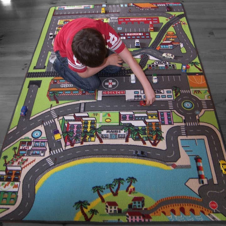 Tapitom - Vendita all'ingrosso Tappetino da gioco - Bambini e neonati - Tappeto da gioco 130 x 200 cm per auto per bambini in città