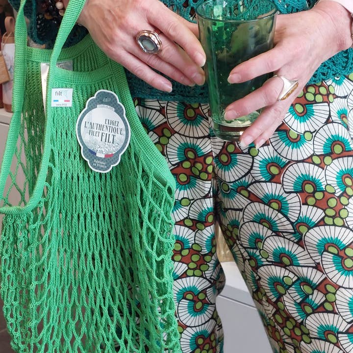 Filt1860 - Wholesale Grocery/Shopping Bag - Net shopping bag Vert Laitue small handles 1