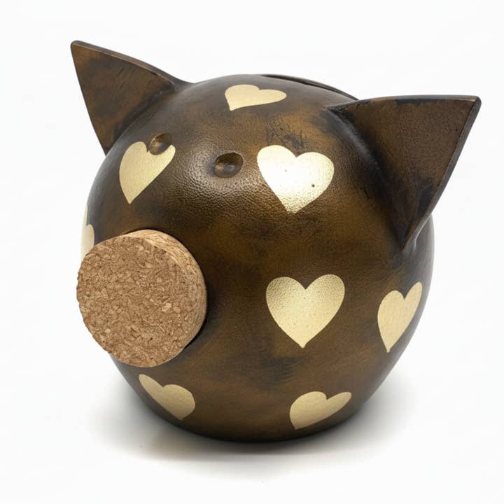 Golden Hearts | Handmade Piggy Bank for wholesale by Golden Pigs