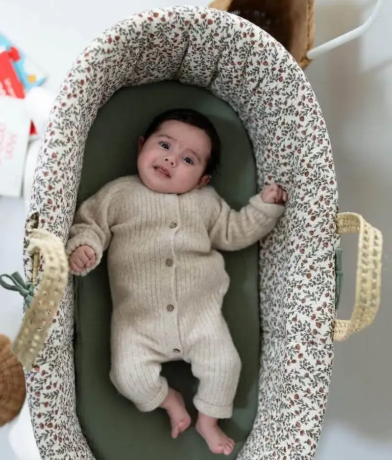 Manufacture des bébés français - Wholesale Bassinet - Baby - Madeleine bassinet cover green floral0