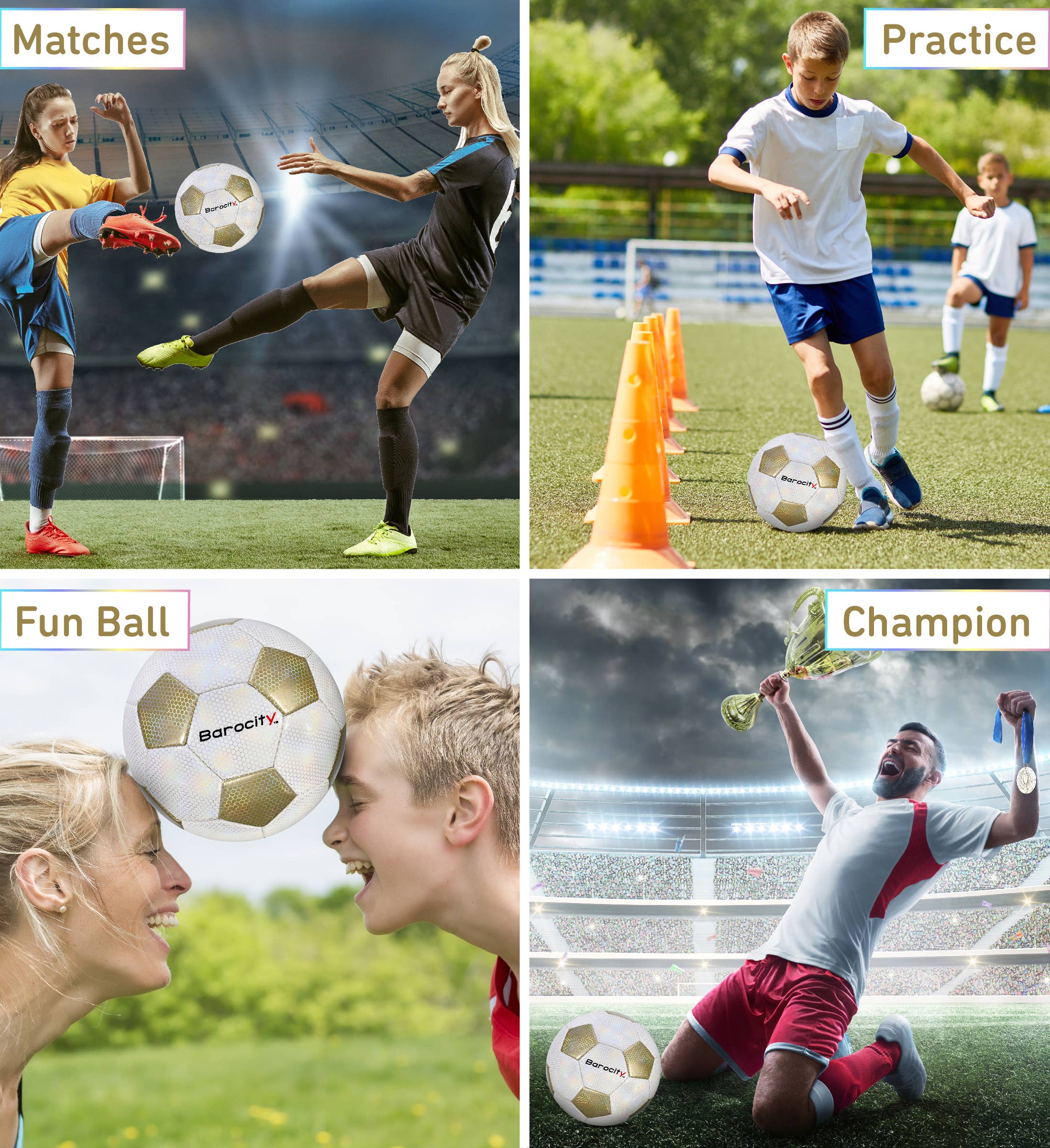 Cota Global - Wholesale Sports ball - Soccer Ball - Classic White & Gold Modern Pattern - Size 52