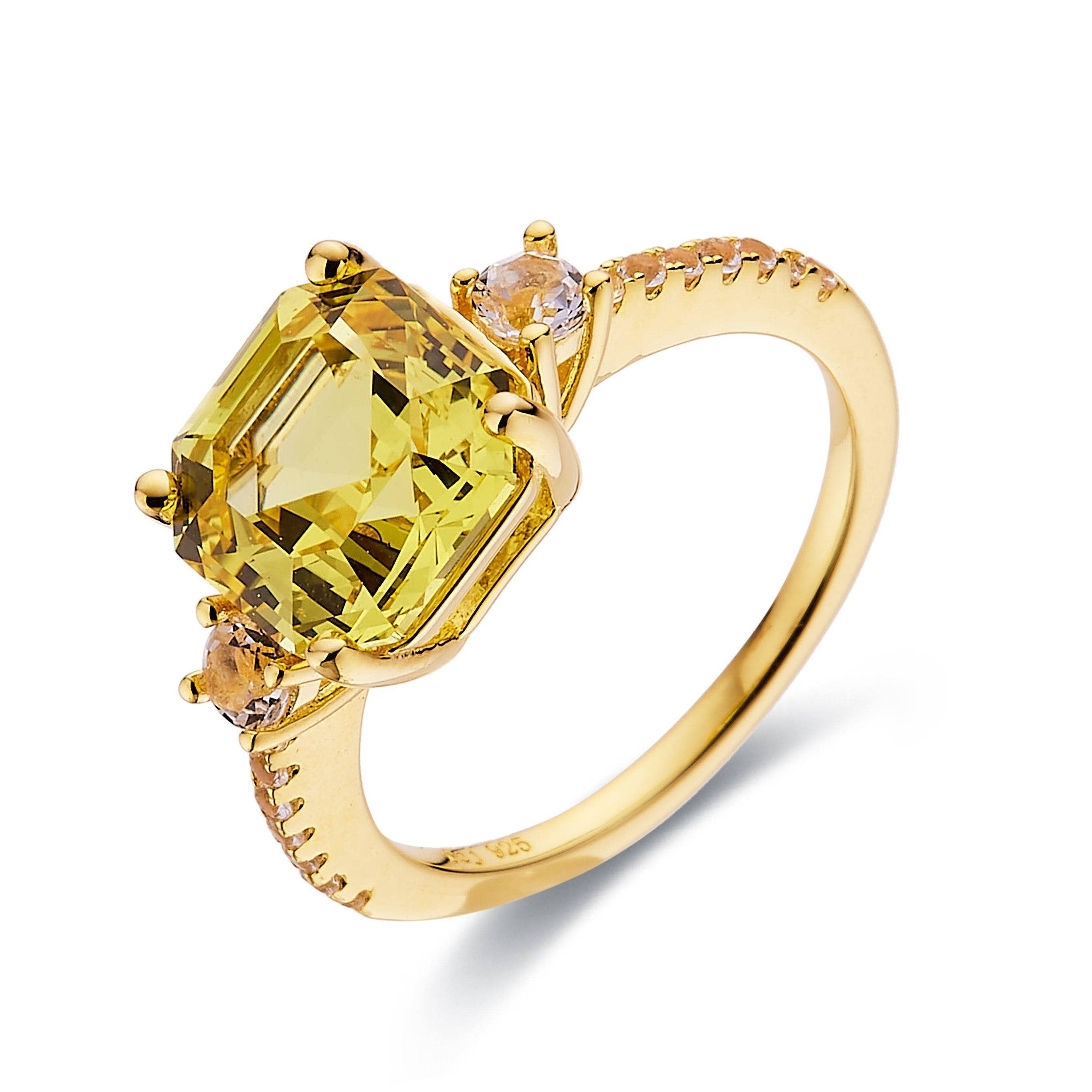 FCJ Jewelry LLC - Wholesale Engagement Ring - Canary Yellow Sapphire Engagement Ring Gold Plated Silver1