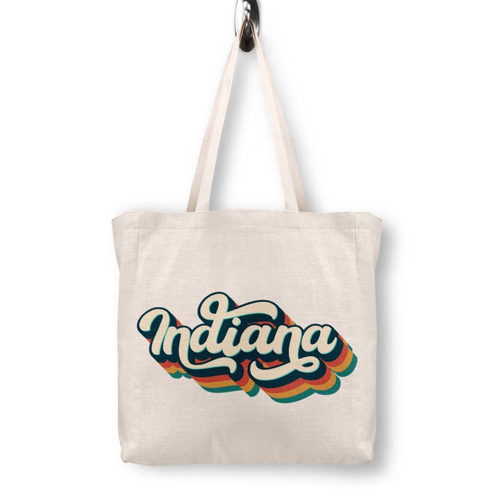 Retro Indiana Reusable Canvas Tote Bag Market Tote for wholesale by Daisy Mae Designs
