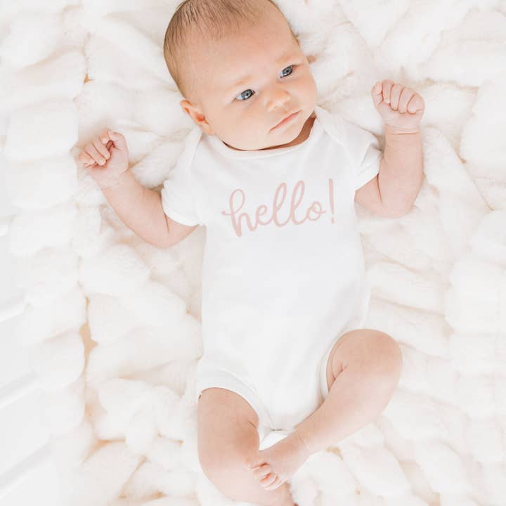 Magnolia Baby - Wholesale Bodysuit (Non-Footed) - Baby - Hello! Bodysuit - Dusty Rose by Luna and Arlo