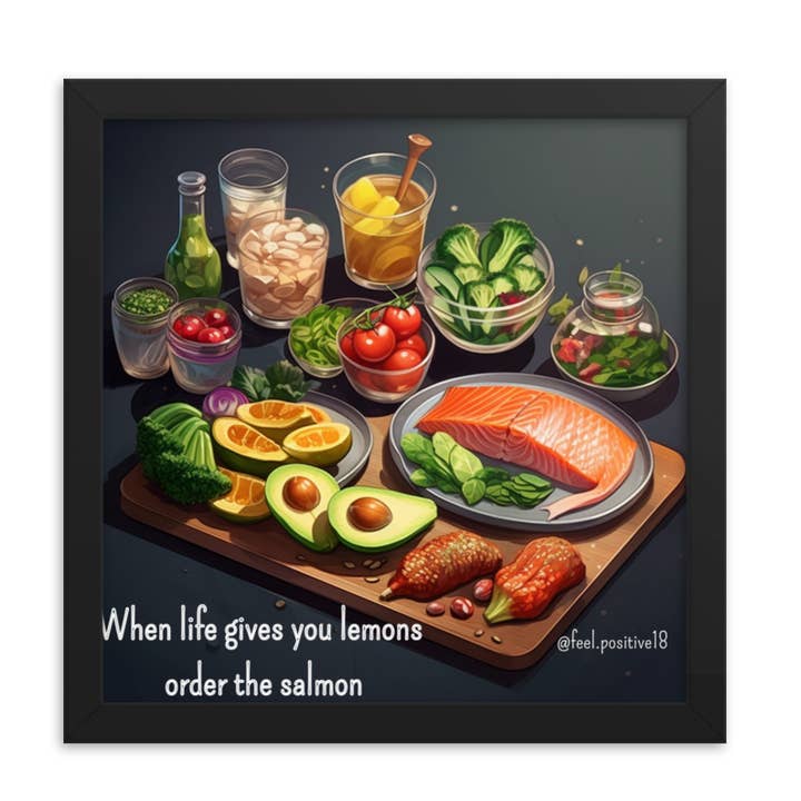 When life gives you lemons order the salmon Art with frame for wholesale by Feel.positive18