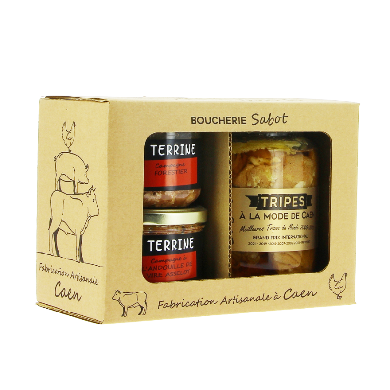 Produits-Normandie - Wholesale Shelf Stable Prepared Meal - Tripes box 780g and terrines 2x180g - Boucherie Sabot0