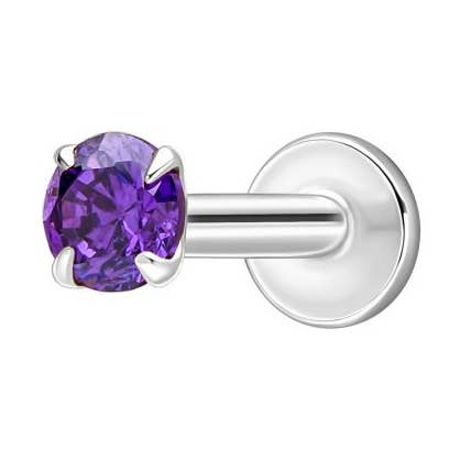 Amethyst Cubic Zirconia Labret Stud Earring for wholesale by Gecko Jewellery