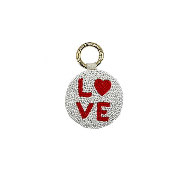 LOVE HEART BEADED KEYCHAIN for wholesale by Pizzazz, Inc.