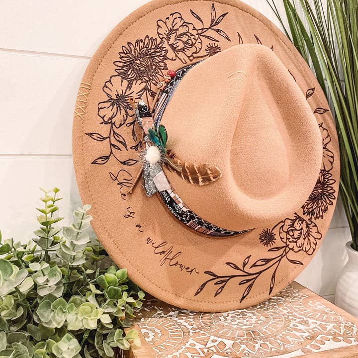 Willie & Dolly Designs - Wholesale Fedora - Women's - Engraved Floral Hat