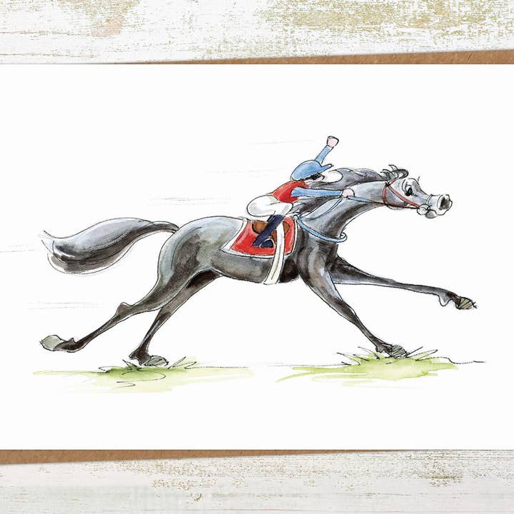 Pony Nut Gifts - Vente Cartes d'anniversaire - Past The Post - Carte de vœux d'anniversaire/course de chevaux A61