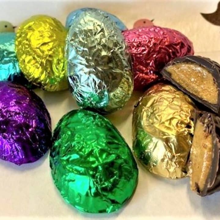Easter Artisan Peanut Butter Chocolate Eggs for wholesale by Wildflower Confections
