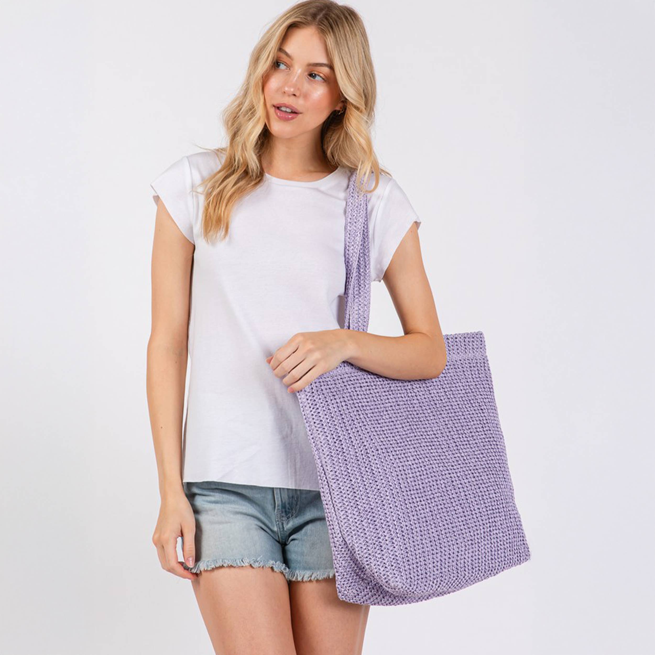Hana - Wholesale Tote Bag - Women's - Solid Color Crochet Summer Straw Tote Bag38
