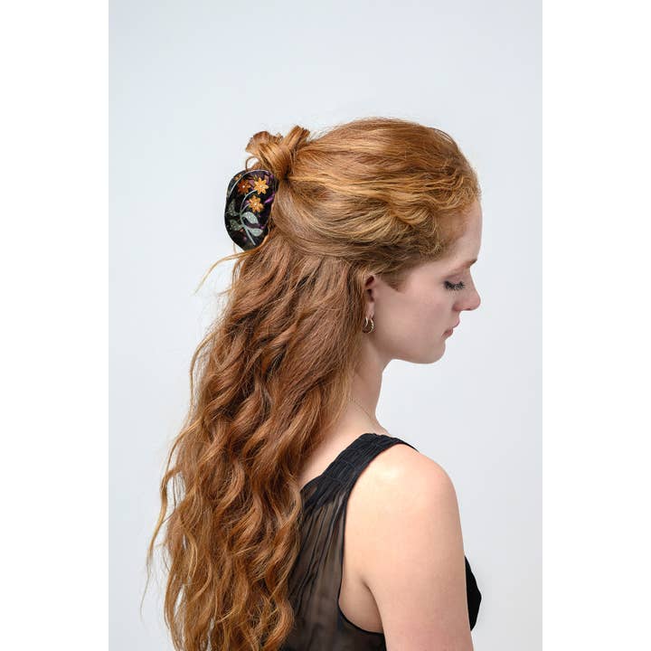 WINONA IRENE - Wholesale Hair Clip - Women's - Lady's Mantle Flower Hair Claw in Purple and Gold Acetate2