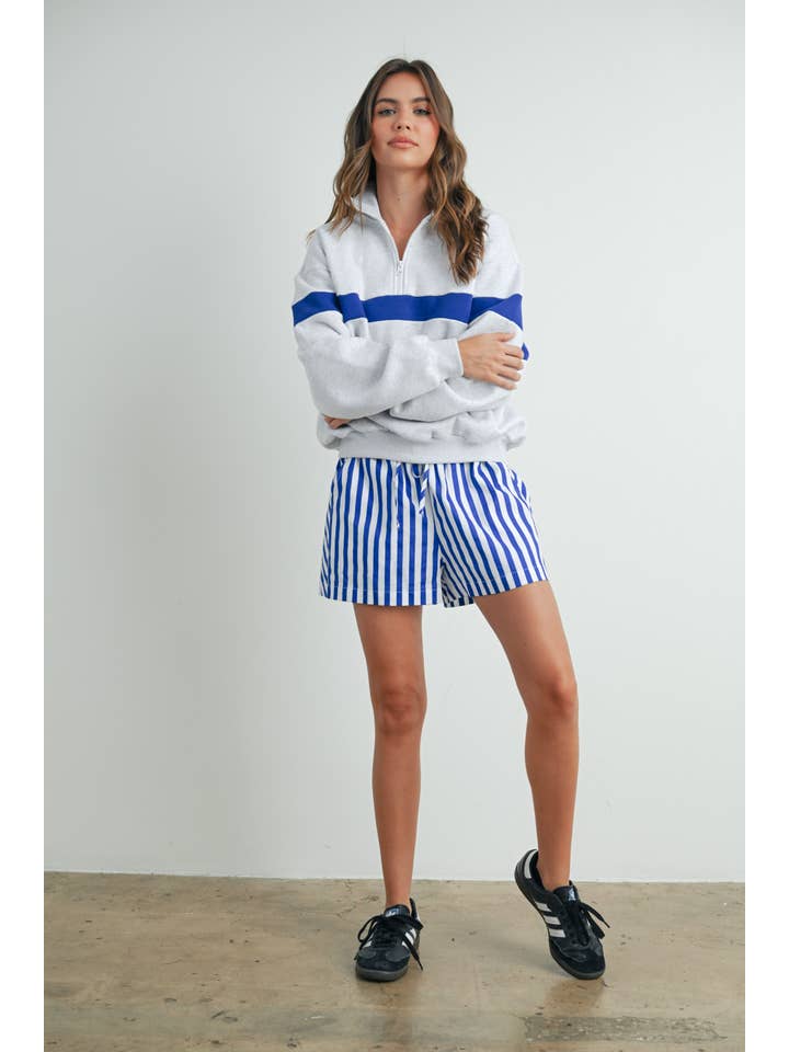 BUTTERMELON - Wholesale Sweatshirt - Women's - Two-Toned Half Zip Collar Sweatshirt - BMT753524