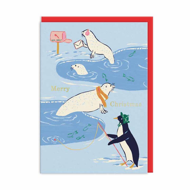 Ohh Deer UK + EU - Wholesale Christmas Card - Penguin and Seals Christmas Card (9663)