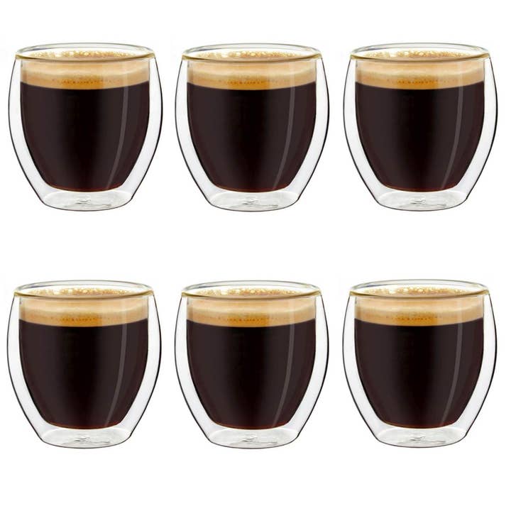 Creano - Wholesale Coffee/Tea Cup - Thermal glass espresso glass bulbous set of 6; 100 ml1