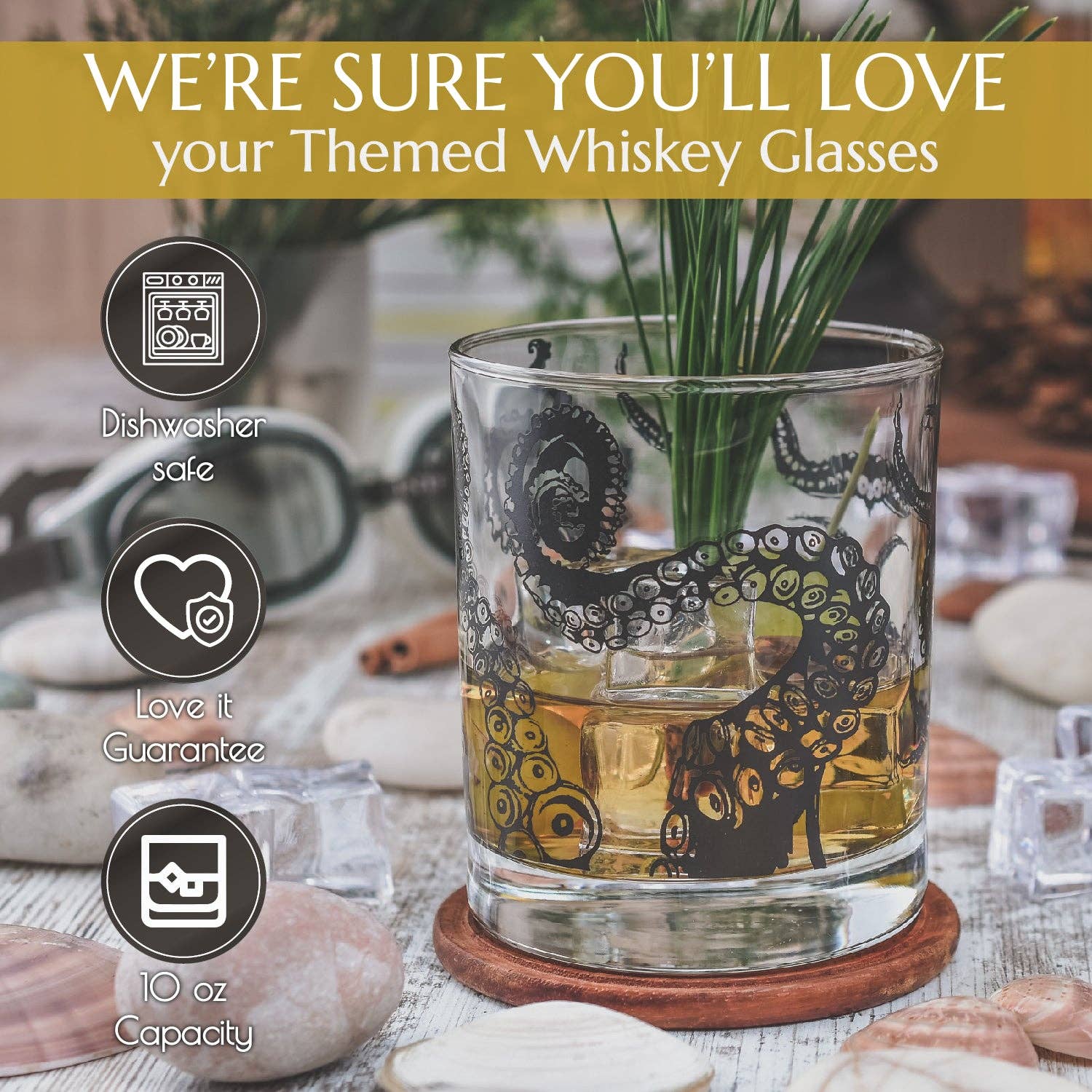 Greenline Goods - Vente Verres à cocktail/alcool - Verres à whisky pieuvre2