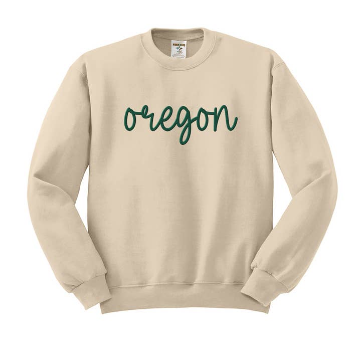 Sweatshirt Bordado Script Oregon por atacado de Lucky Luna Apparel