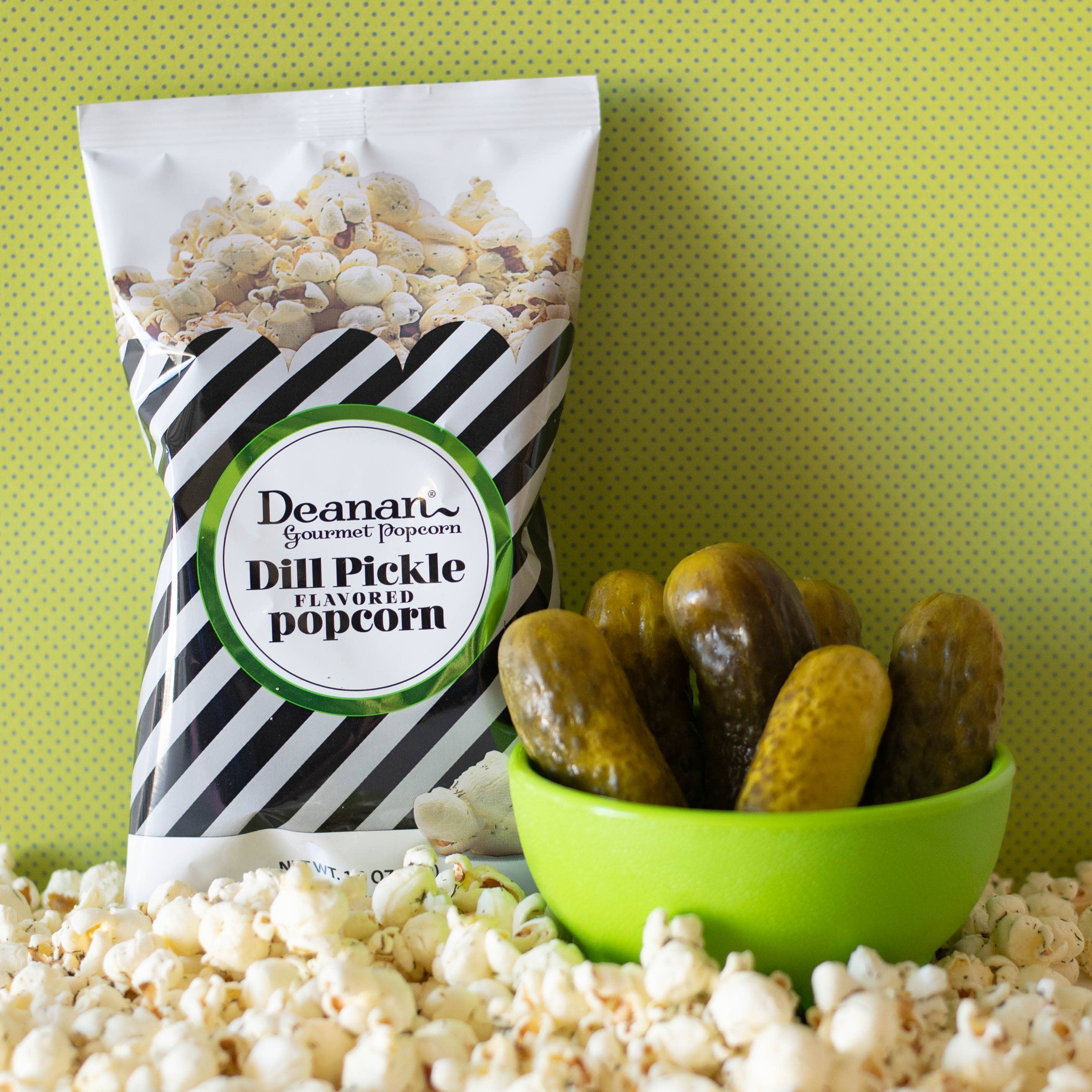 Deanan Gourmet Popcorn - Wholesale Popcorn - Dill Pickle Popcorn - 50 Count - 3 Cup Bags7