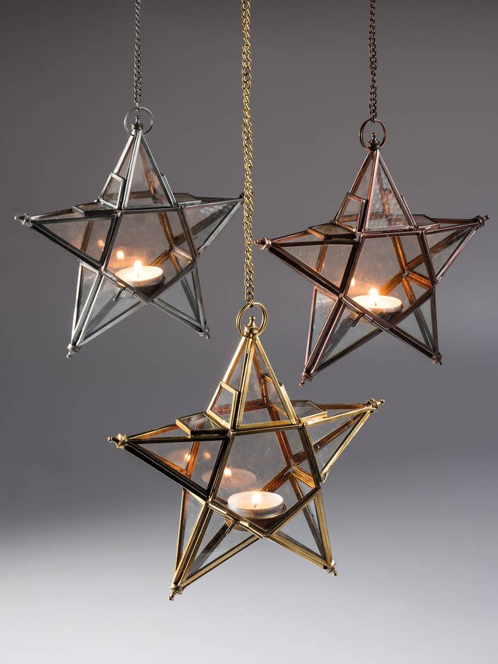 Hanging Clear Glass Star Lantern for wholesale by Namaste
