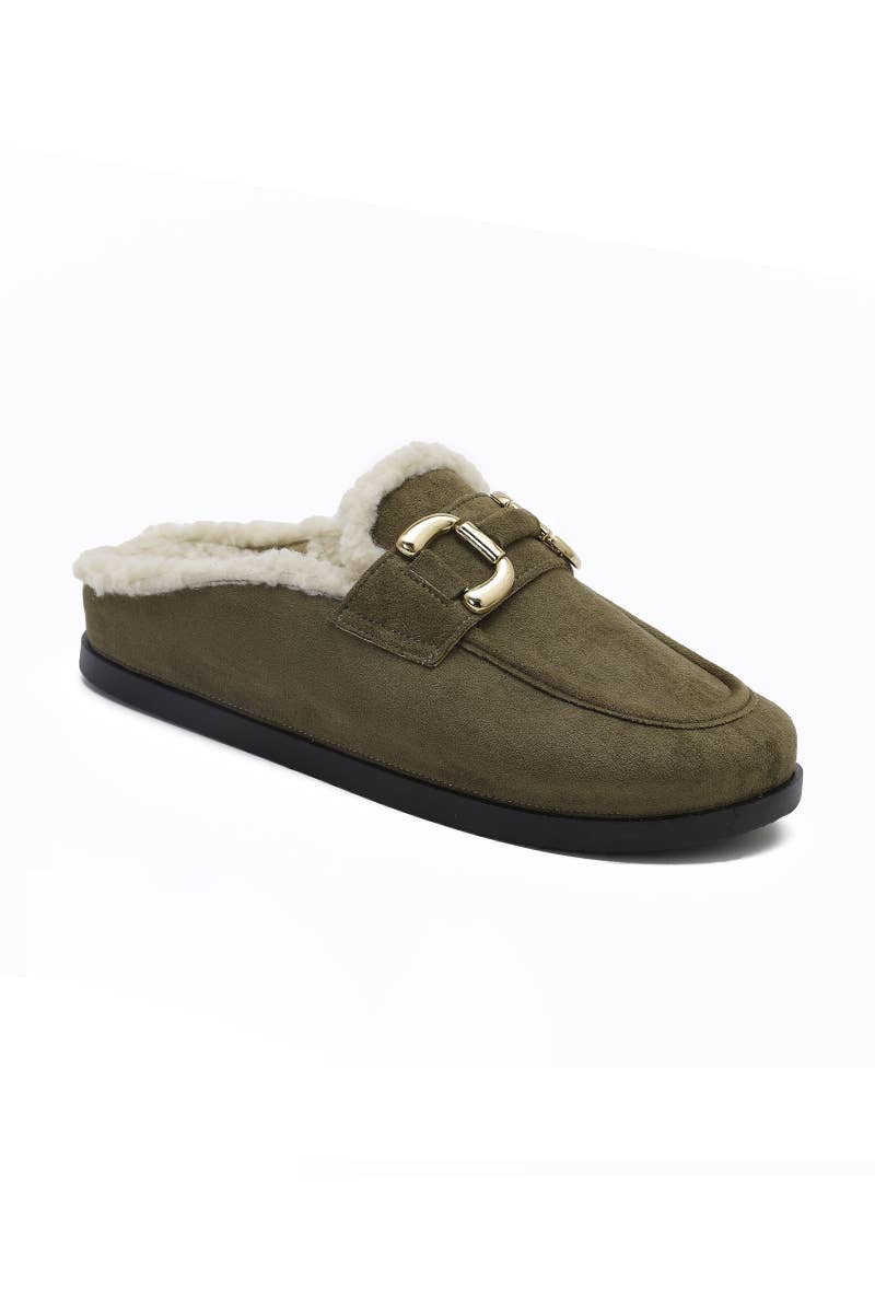 Joia Paris - Vente Chaussons – unisexe - Mules fourrées avec boucle métal H8-976C4