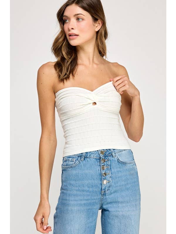 Miss Love - Wholesale Knit Top - Women's - Twist Front Sweater Tube Top