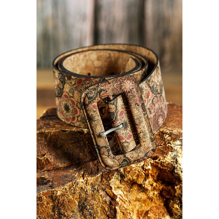 Chestnut Western Floral Print Faux Leather Waist Belt for wholesale on Faire