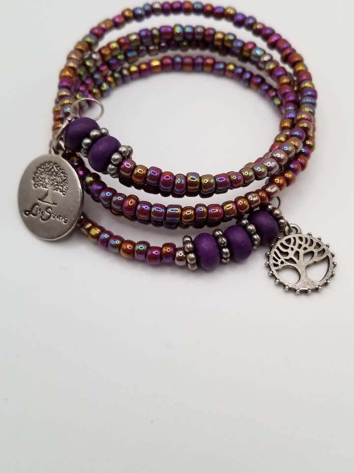 Purple Bead 5 Wrapped Bracelet for wholesale by Handcrafted Jewelry By Teri C