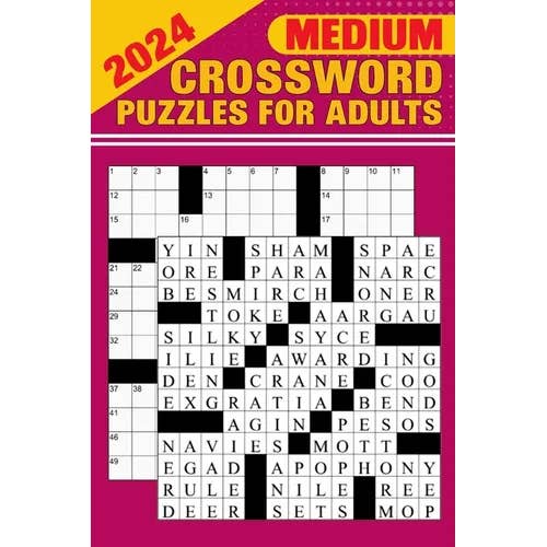 Books by splitShops - Wholesale Puzzle - Adult - 2024 Medium Crossword Puzzles for Adults: Large Print Puzzles for Adults with Solutions, Test Your Brain Power - Paperback