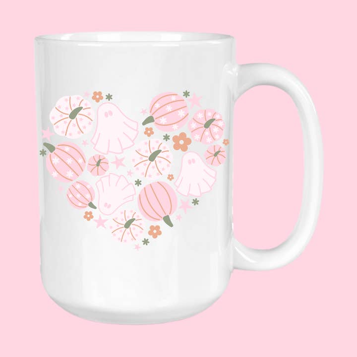 Pastel Heart Ghost, Halloween, Coffee Mug, Cup, Gift for wholesale by GirlySips