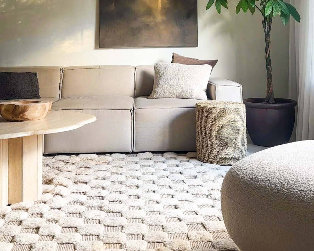 Moroccan Woven Treasures - Wholesale Area Rug - White Checkered rug, White Shag rug, Large Checkered rug1