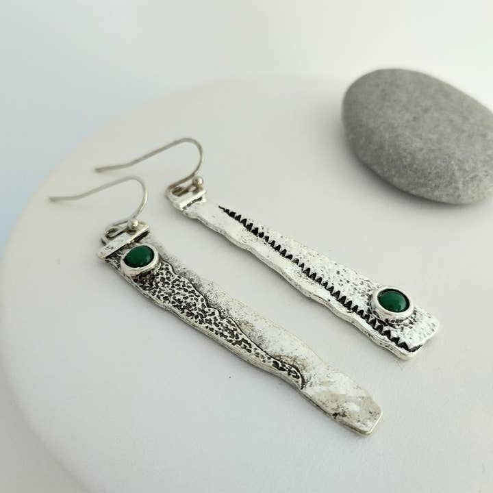 Boucles d'oreilles asymétriques, boucles d'oreilles bohèmes, boucles d'oreilles longues en argent pour la vente par Piccadilly Pendants