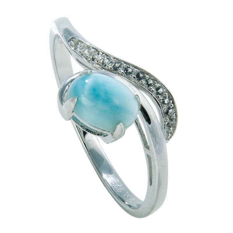 La Boîte à Cailloux - Wholesale Cocktail/Statement Ring - Larimar and AAA topaz ring 925 silver0