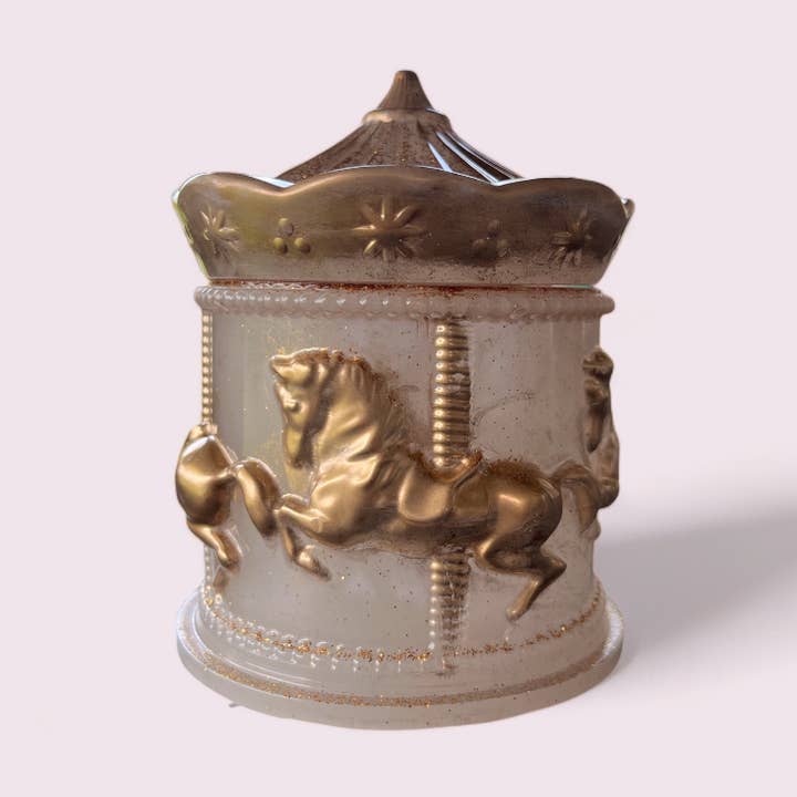 Karussell-Schachtel aus Epoxidharz in Weiß und Gold für den Großhandel von L'ATELIER ART EVENT