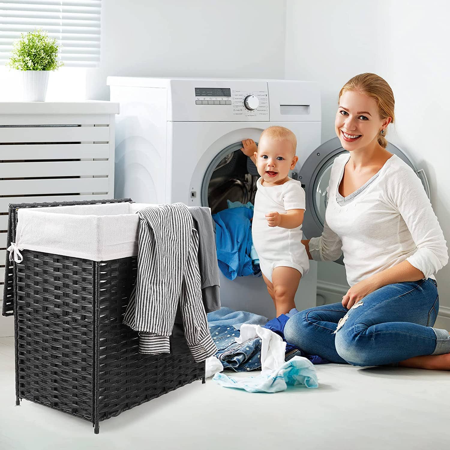 Above Edge - Wholesale Laundry Hamper - Rattan Laundry Hamper Collapsible with Lid 96L4