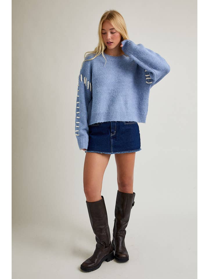 LE LIS - Wholesale Knit Sweater - Women's - STITCH DETAIL SWEATER TOP25