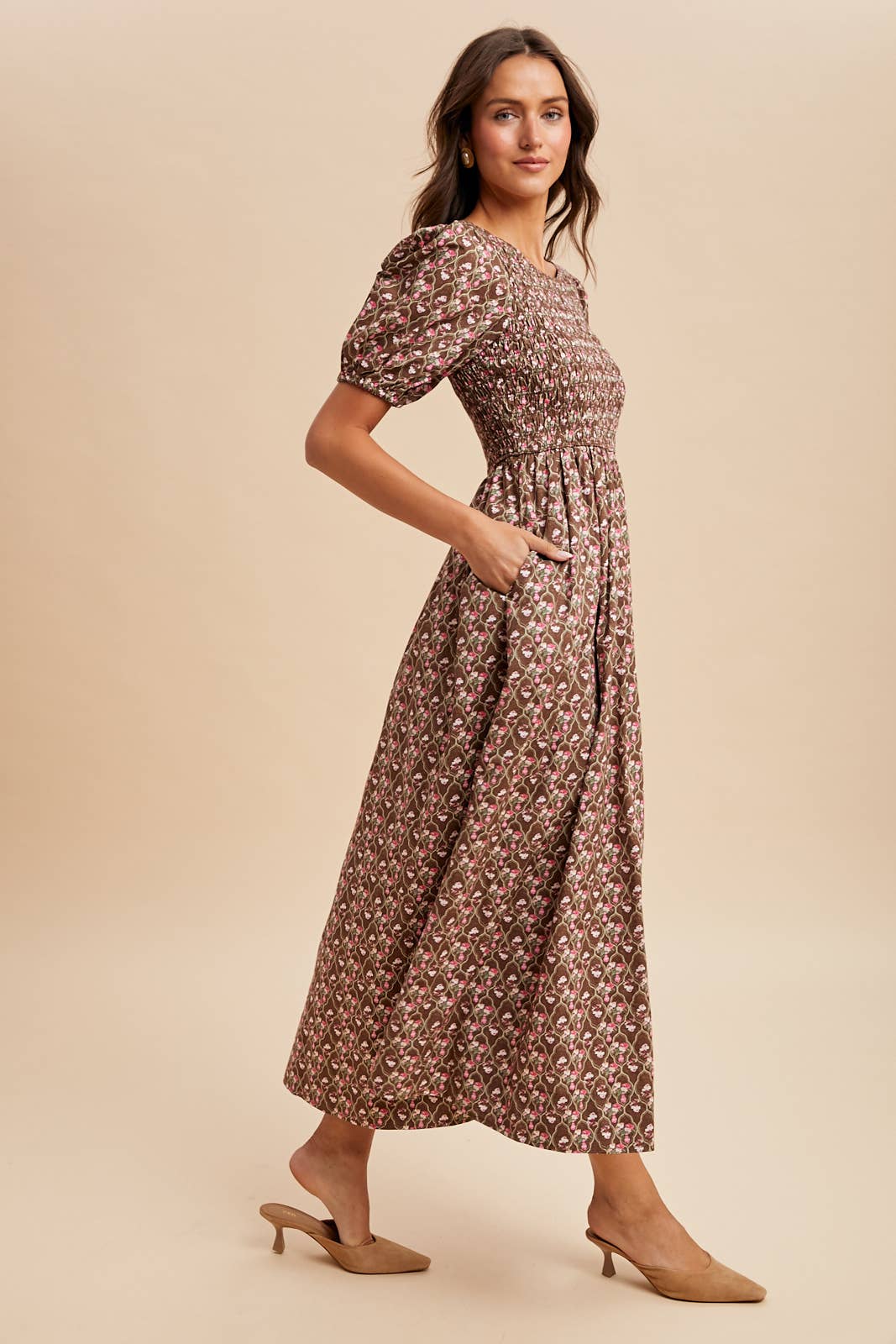 In Loom - Wholesale Dress - Women's - SMOCKED COTTON FLORAL MAXI DRESS1