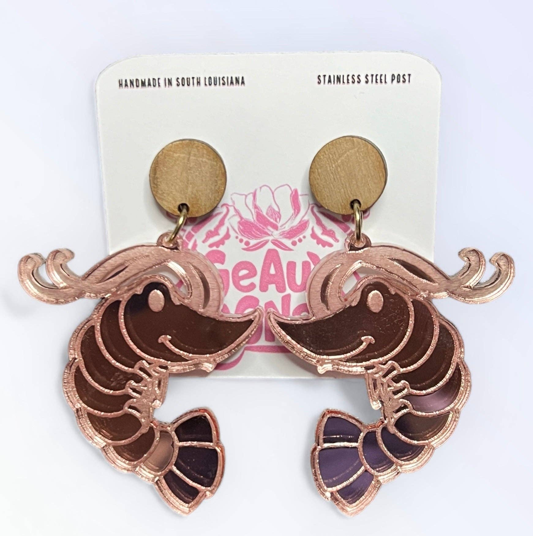 Geaux Magnolia - Wholesale Dangle Earrings - Shrimp Rose Gold Dangle Earrings 0