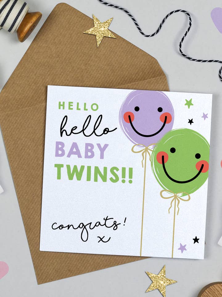 Smiley Balloon Baby Twins for wholesale by Michelle Fiedler Design