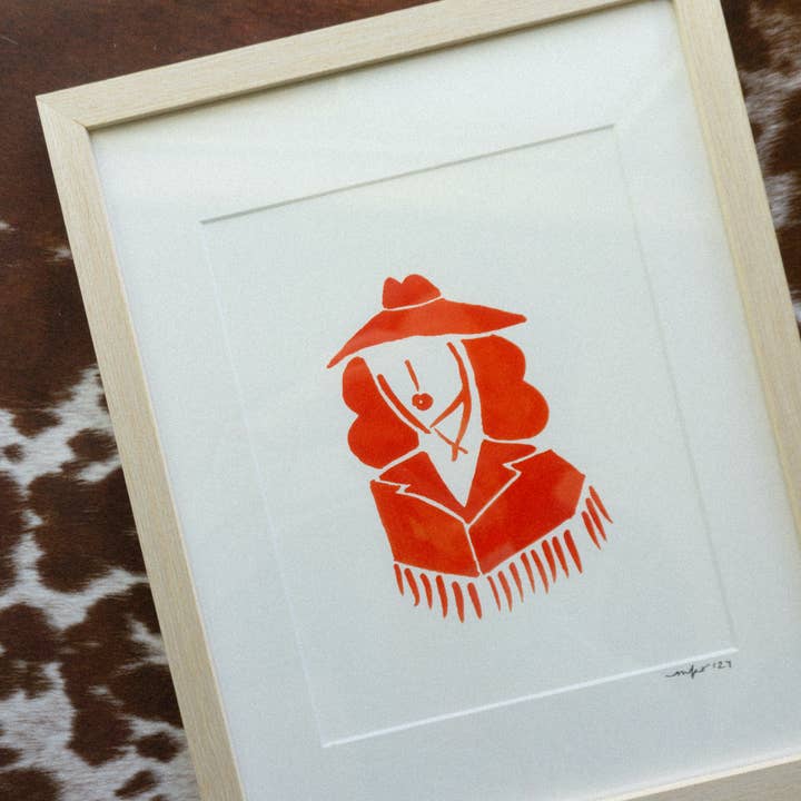 Mel K. Olrich Art - Wholesale Art Print - Modern red cowgirl illustration, western wall art2