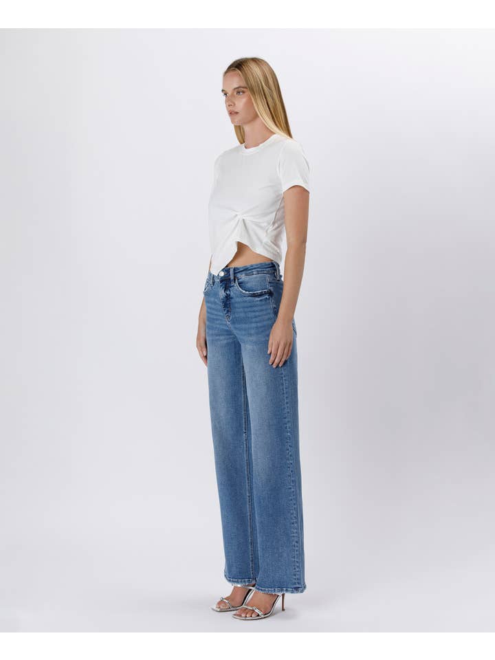 SUPREME TUMMY CONTROL SUPER HIGH RISE BAGGY WIDE JEANS LV1574 for wholesale on Faire8