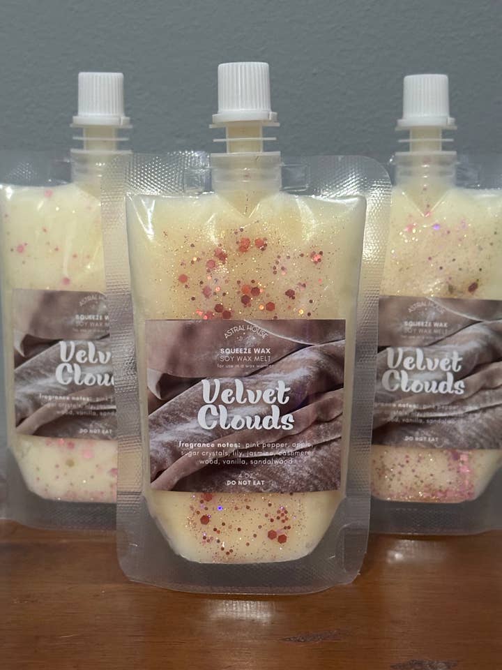 ‘Velvet Clouds’ Squeeze Wax™ Squeezable Soy Wax Melt for wholesale by Astral House Aromas