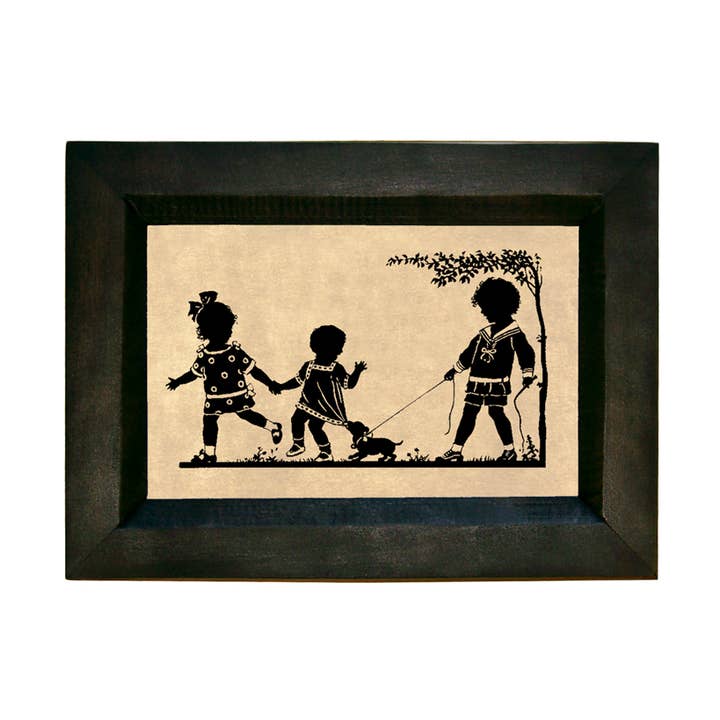 Børn med hvalpeprintet vintage silhuet, 4" x 6" for engroshandel hos Madison Bay Co. - Historical Home Decor Reproductions