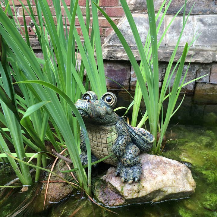 Green Standing Gator Alligator Garden Statue for wholesale on Faire